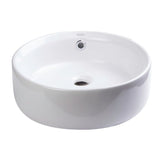 EAGO BA129 16'' Above Mount White Round Porcelain Bathroom Sink w/ Overflow