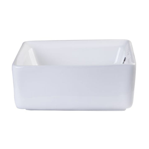 EAGO BA130 15'' White Modern Square Porcelain Bathroom Sink with Overflow