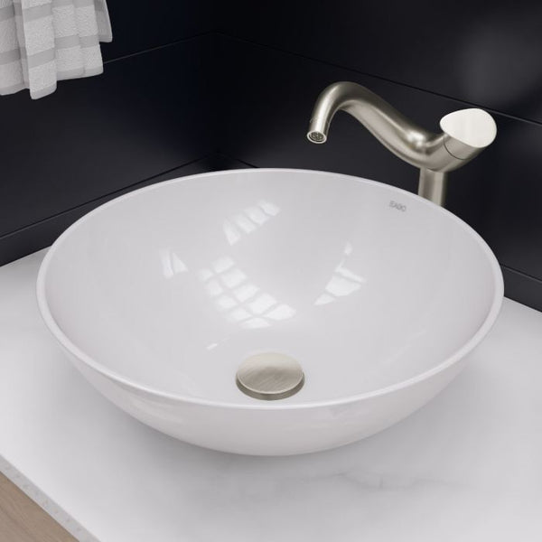 EAGO BA351 18'' White Round Porcelain Bathroom Sink Basin without Overflow